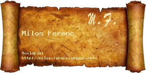 Milos Ferenc névjegykártya