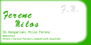 ferenc milos business card